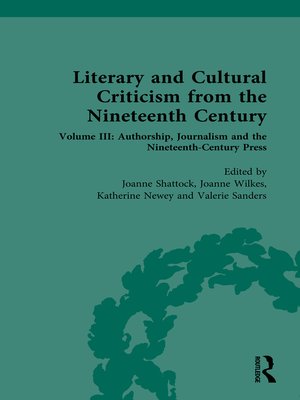 cover image of Literary and Cultural Criticism from the Nineteenth Century, Volume  III